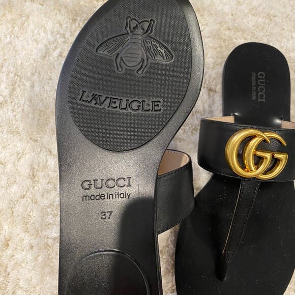 Gucci Leather Thong Sandal with Double G - Picture 4 of 5